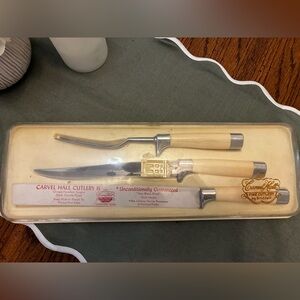 Vintage Briddell Carvel Hall Cutlery 3 Piece Carving Knife Set in Box